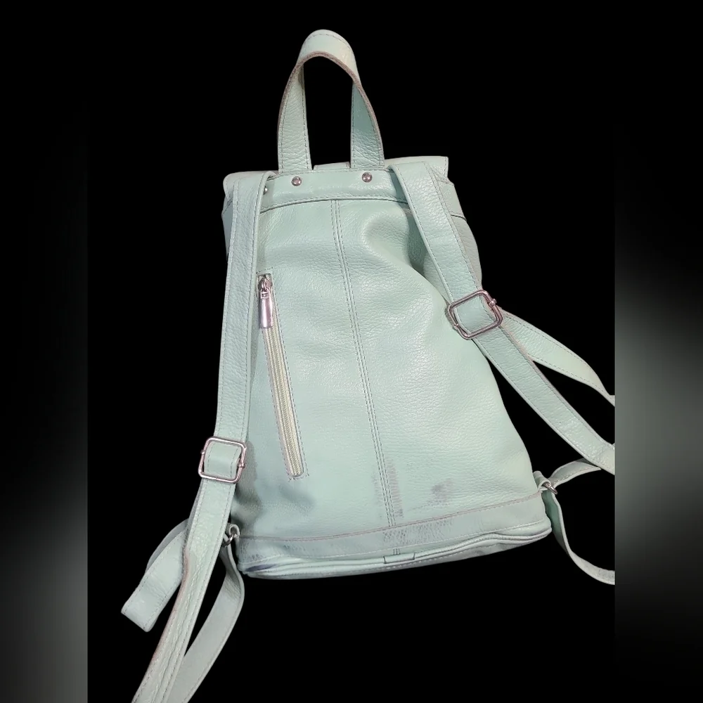 Kalinovskaya Mint Blue / Green Leather Backpack
